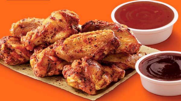 Little Caesars chicken wings and sauce