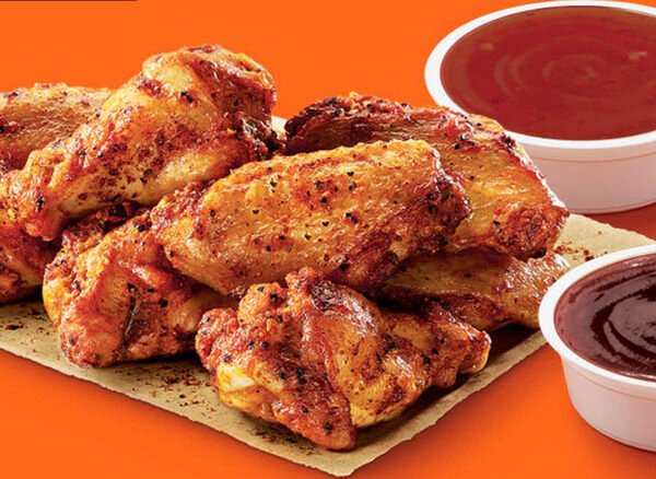 Little Caesars chicken wings and sauce